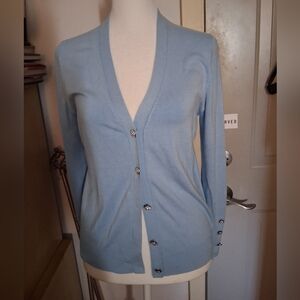 ZARA Women's Blue Cardigan Sweater With Jewel Buttons Sz L 17$